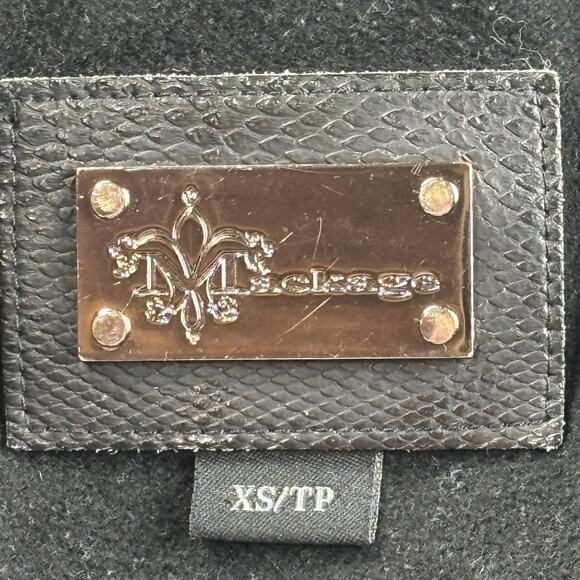 Mackage Jacket Women XS Wool Cashmere Trench Coat Belt Button Quiet Luxury Black - Picture 5 of 15